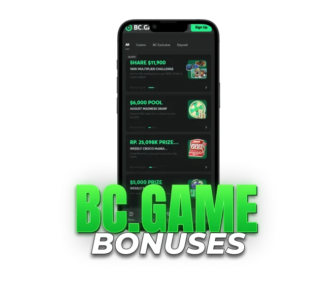 BC.GAME bonuses and promotions on mobile with prize pools and special rewards.