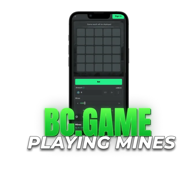 Mines on mobile with the game grid, bet amount and mine settings.